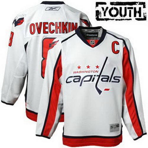 Best Quality Washington Capitals 8 Alex Ovechkin White Youth NHL Hockey Jersey